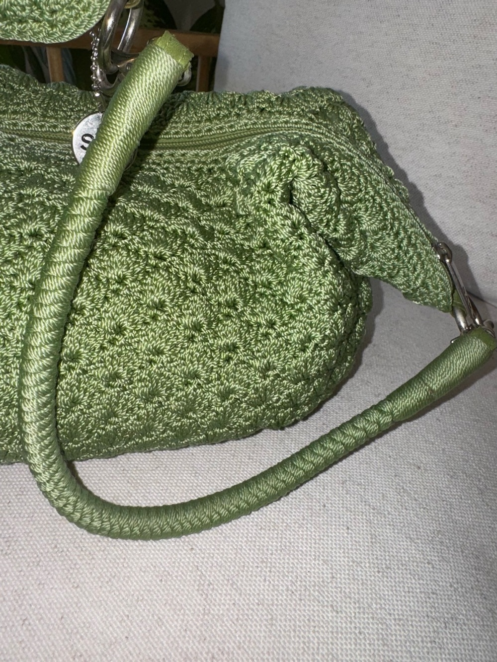 The Sak Granny Crochet Sage Green Slouchy Hobo Woven Bag Women’s Shoulder Purse - Picture 11 of 16